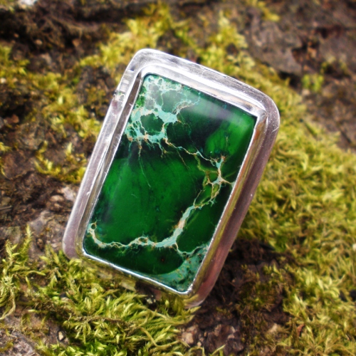 Green Sea Sediment Jasper Cocktail Ring